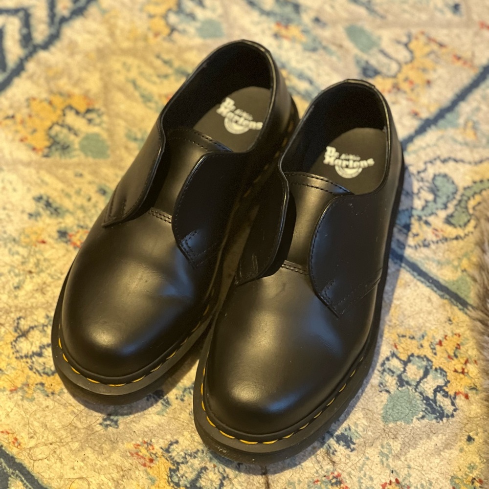 Dr. Martens Black Leather Slip-On Shoes